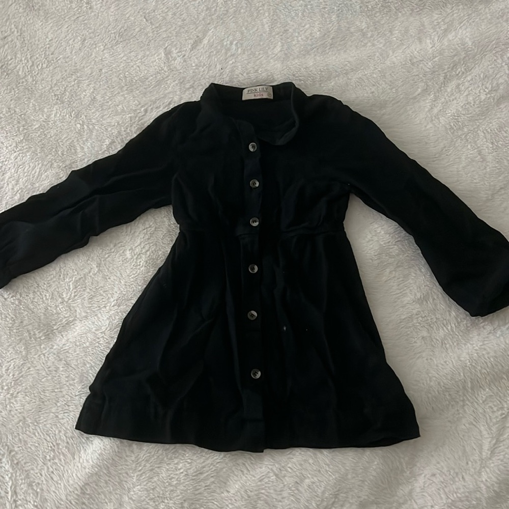 Pink lily kids 3T button down black dress, long sleeved